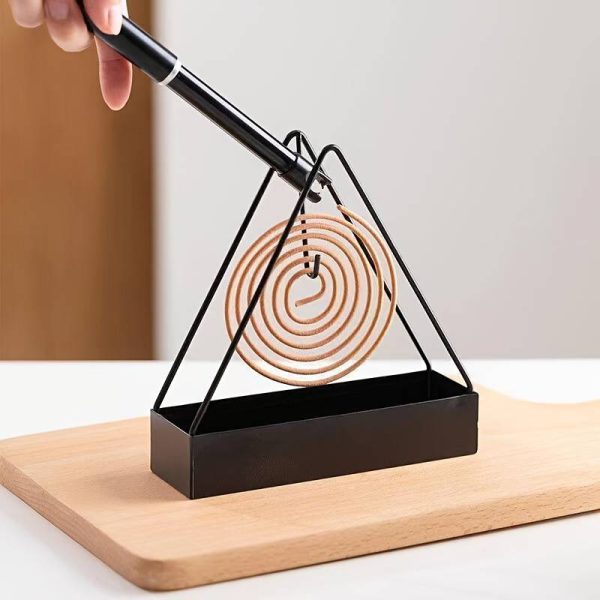 1 Pcs Triangle Iron Mosquito Coil Holder – Hanging or Standing, Black