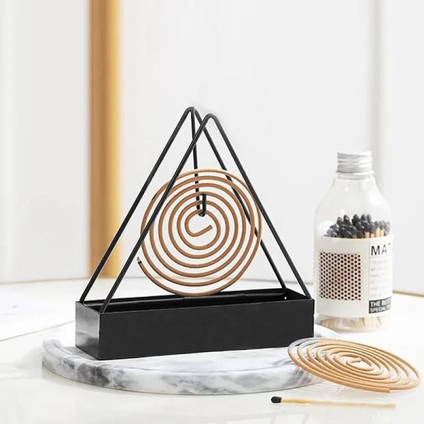 1 Pcs Triangle Iron Mosquito Coil Holder – Hanging or Standing, Black