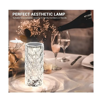 16-Color Diamond Rose Crystal Touch Lamp - USB Rechargeable with Remote