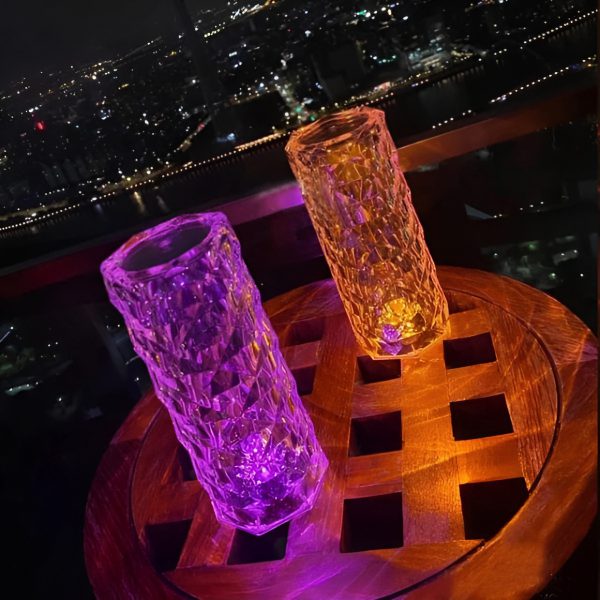 16-Color Diamond Rose Crystal Touch Lamp - USB Rechargeable with Remote