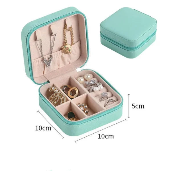 Leather Jewelry Storage Box – Earring, Ring, and Beauty Organizer (Random Color)