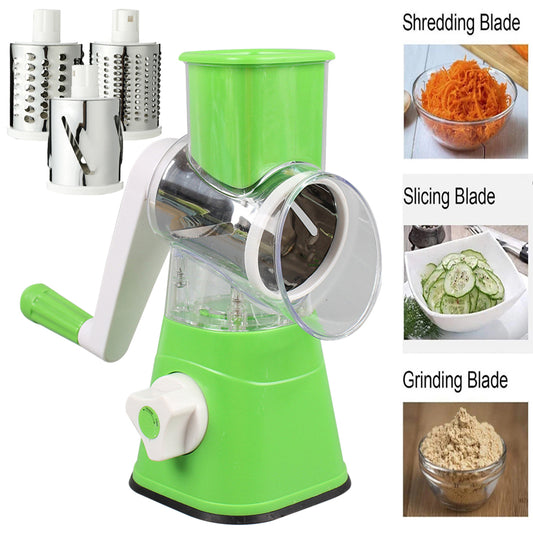 3 in 1 Manual Rotary Vegetable Drum Cutter & Slicer