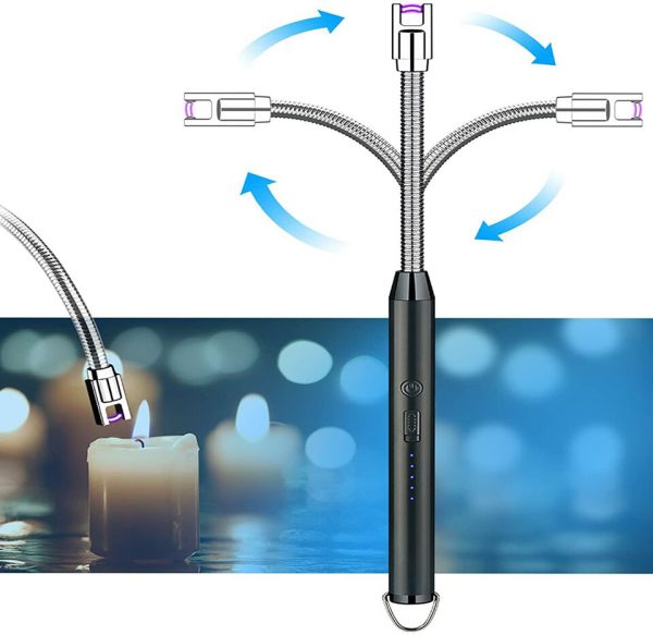 USB Rechargeable Arc Lighter | Flameless, Windproof, LED Display, 360° Rotation