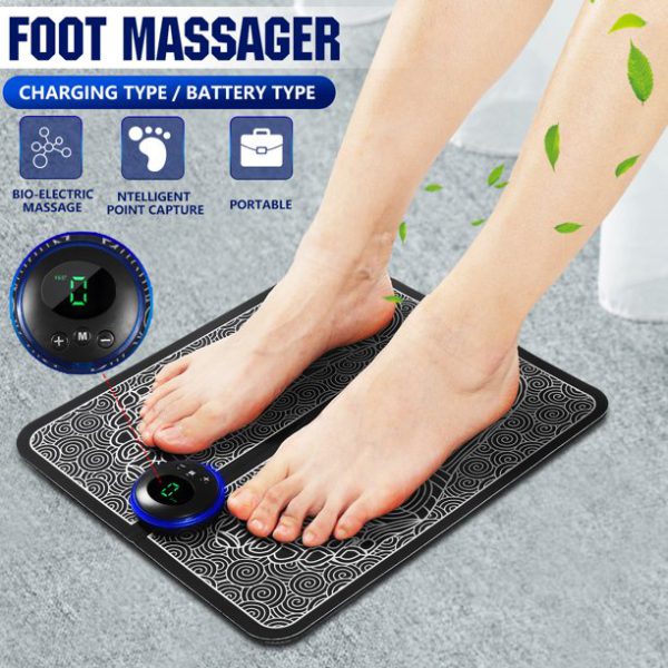 EMS Foot Massager Mat Portable Folding Feet Massage Pad USB Rechargeable