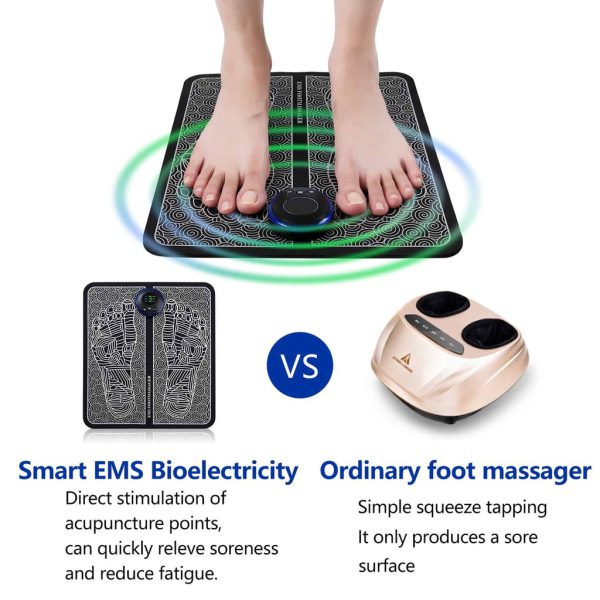 EMS Foot Massager Mat Portable Folding Feet Massage Pad USB Rechargeable