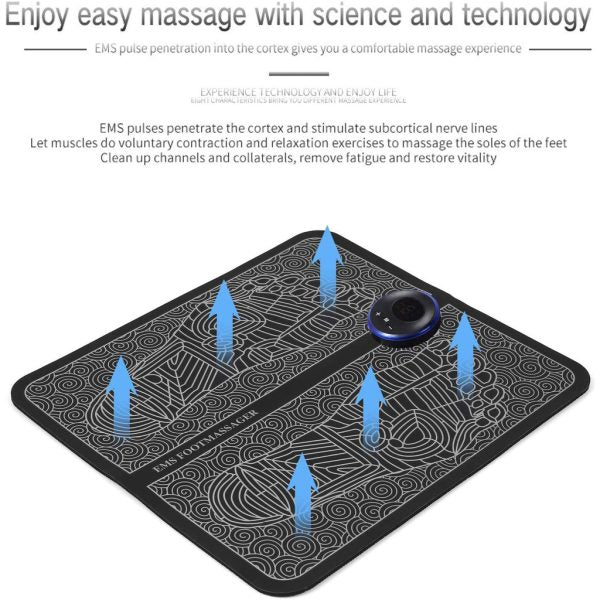 EMS Foot Massager Mat Portable Folding Feet Massage Pad USB Rechargeable