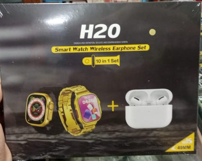 H20 Smart Watch Wireless Earphones Set 10 In 1 Strap