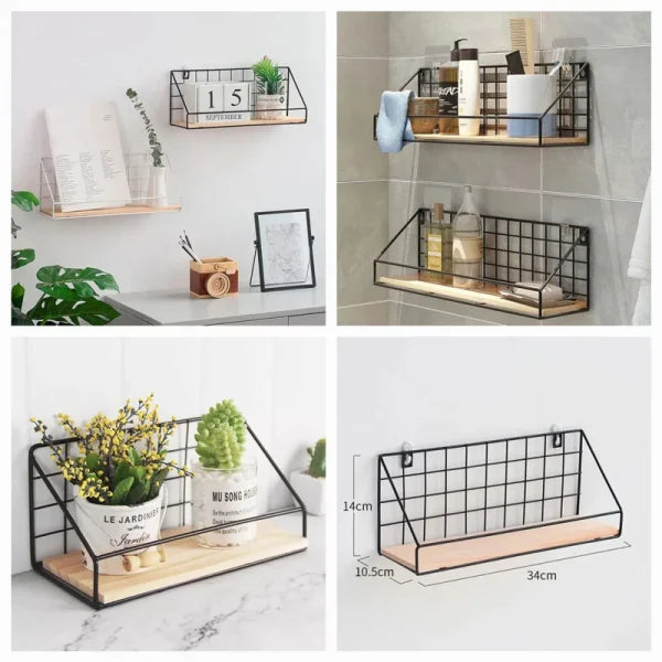 Large Size Wall Mounted Metal And Wood Base Rack &  Organizer