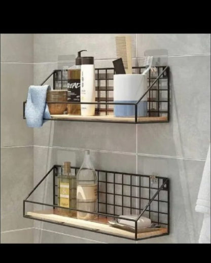 Large Size Wall Mounted Metal And Wood Base Rack &  Organizer