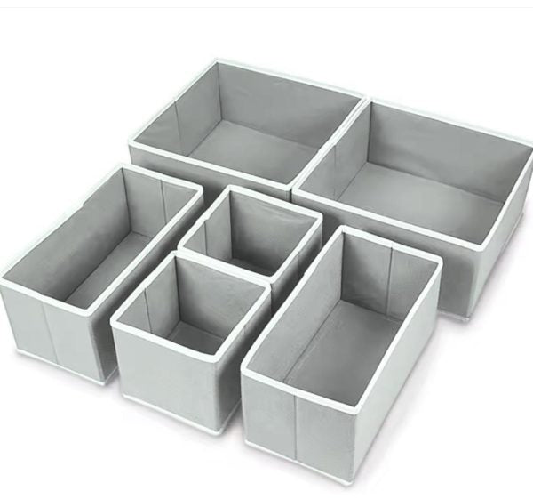 Pack Of 6 Drawer Organizers (grey)