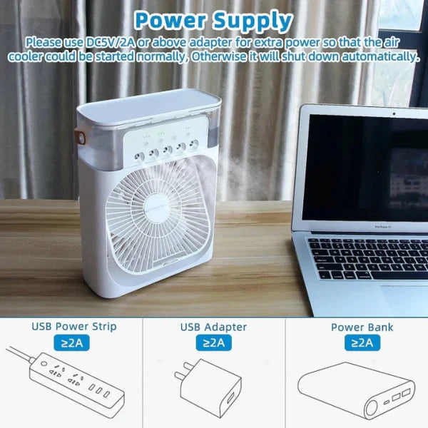 Portable Air Cooler Mist Fan with LED Light