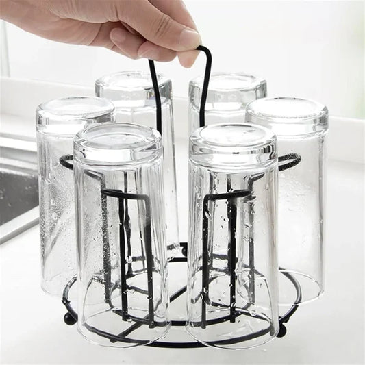 Tabletop Metal Glass Stand, 6 Mug Storage Rack