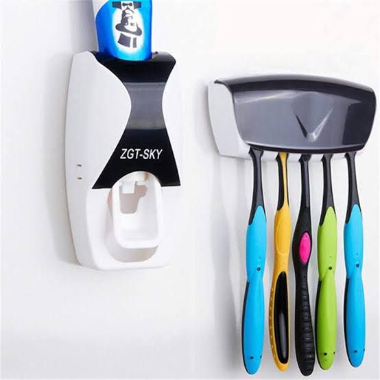 Toothbrush Dispenser – Automatic Toothpaste Squeezer And Holder Set